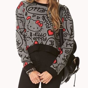 Forever 21 x Hello Kitty Lg Crop Top Long Sleeve